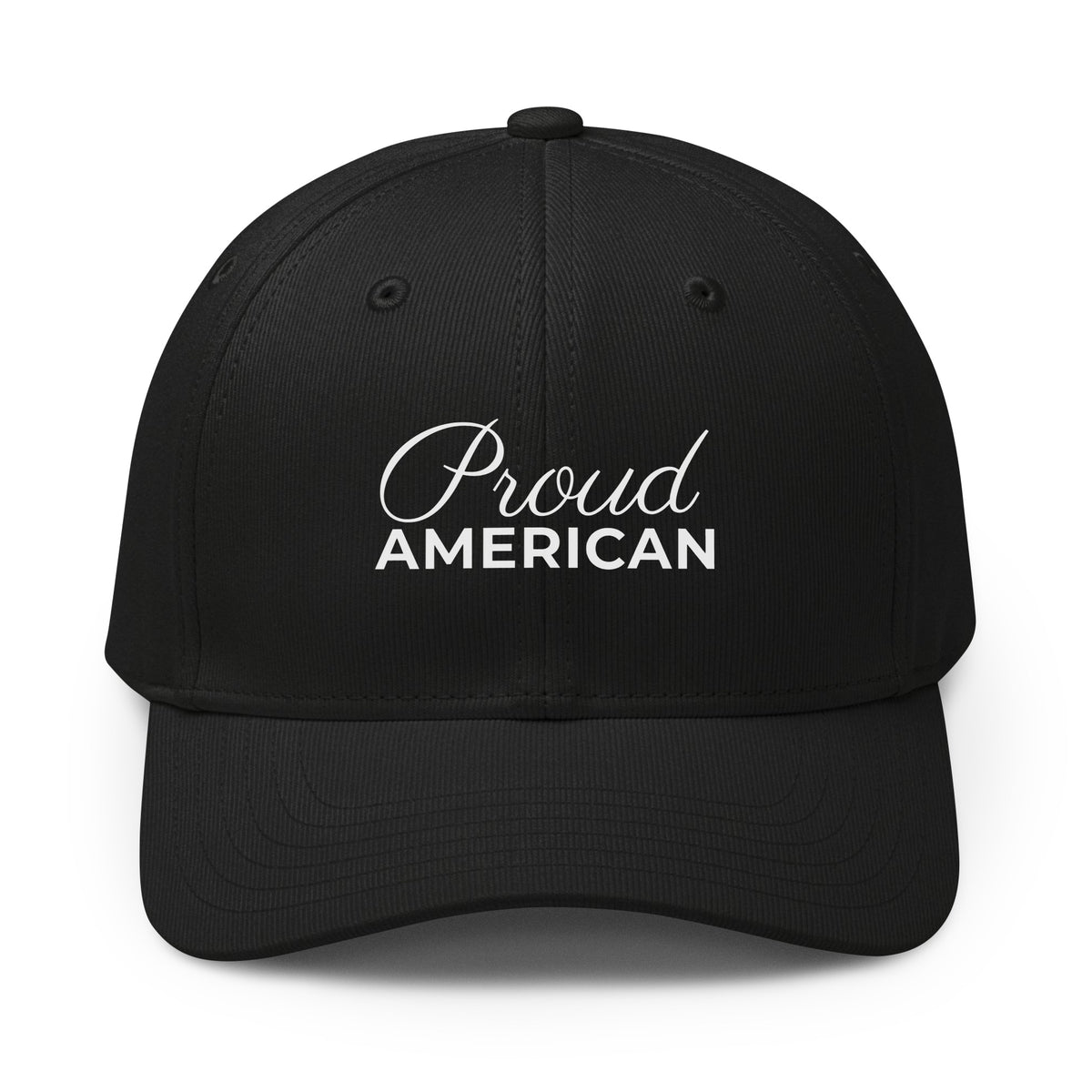Proud American Script Printed adidas Cap Black front | True American