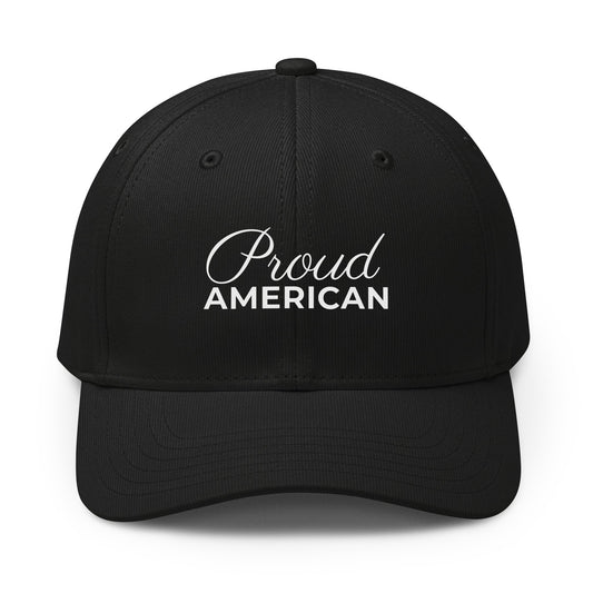 Proud American Script Printed adidas Cap Black front | True American