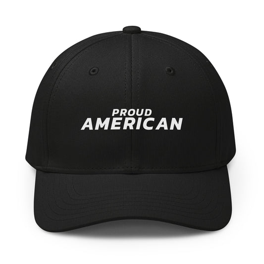 Proud American Italic Printed adidas Cap Black front | True American