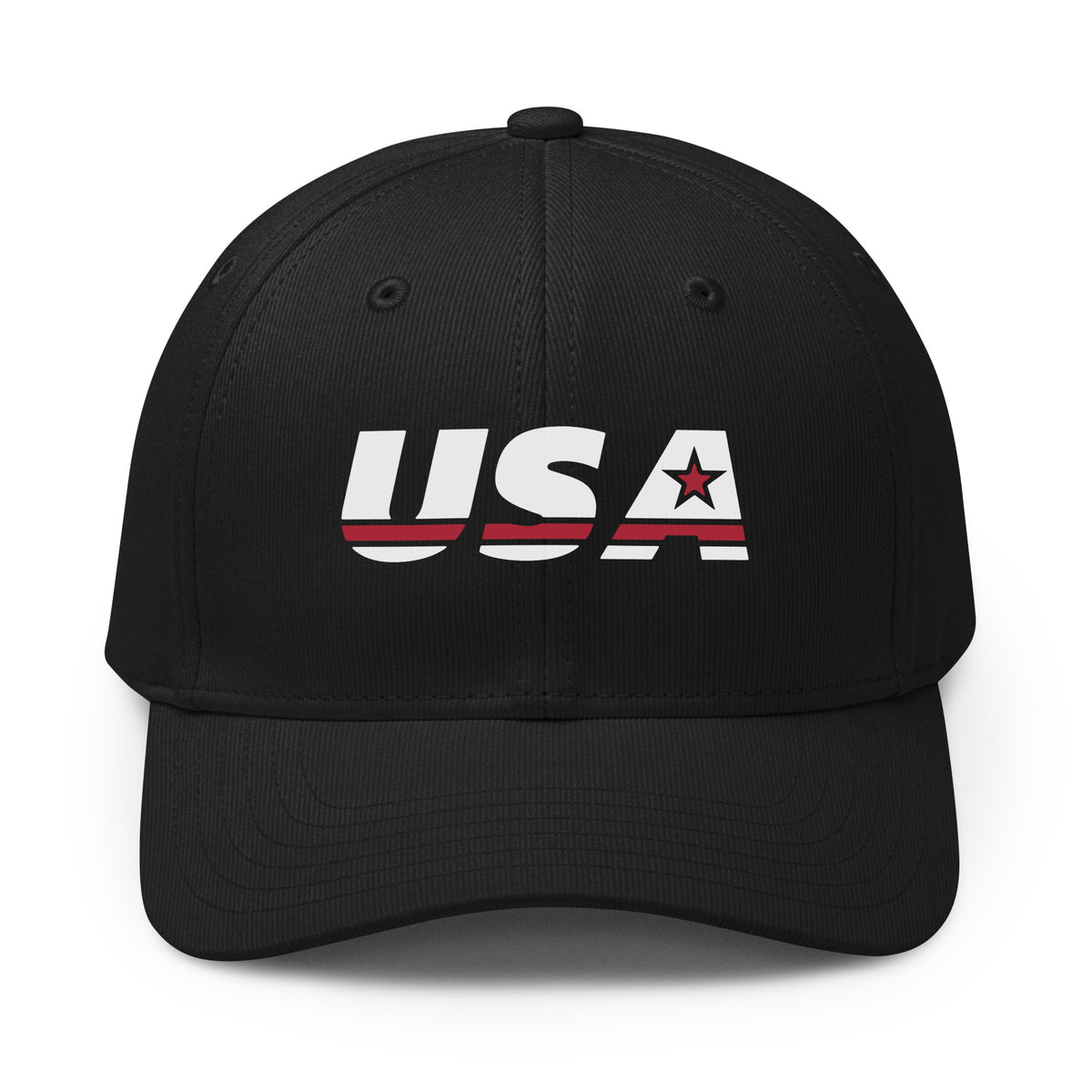 USA Athletic Premium Printed adidas Cap Black front | True American