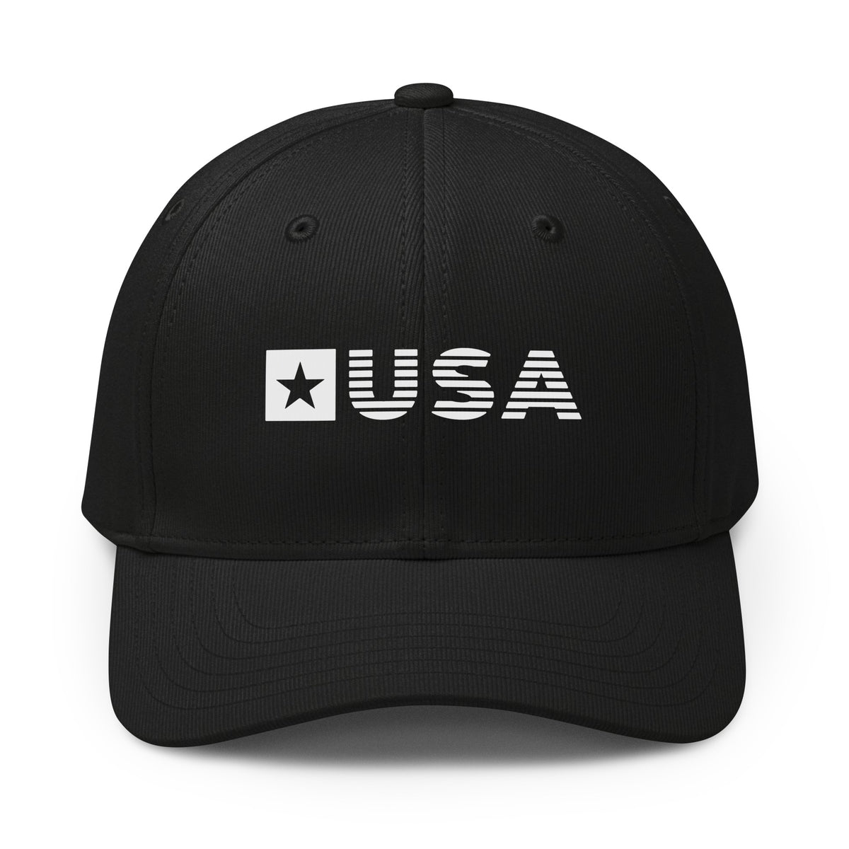 USA Striped Premium Printed adidas Cap Black front | True American