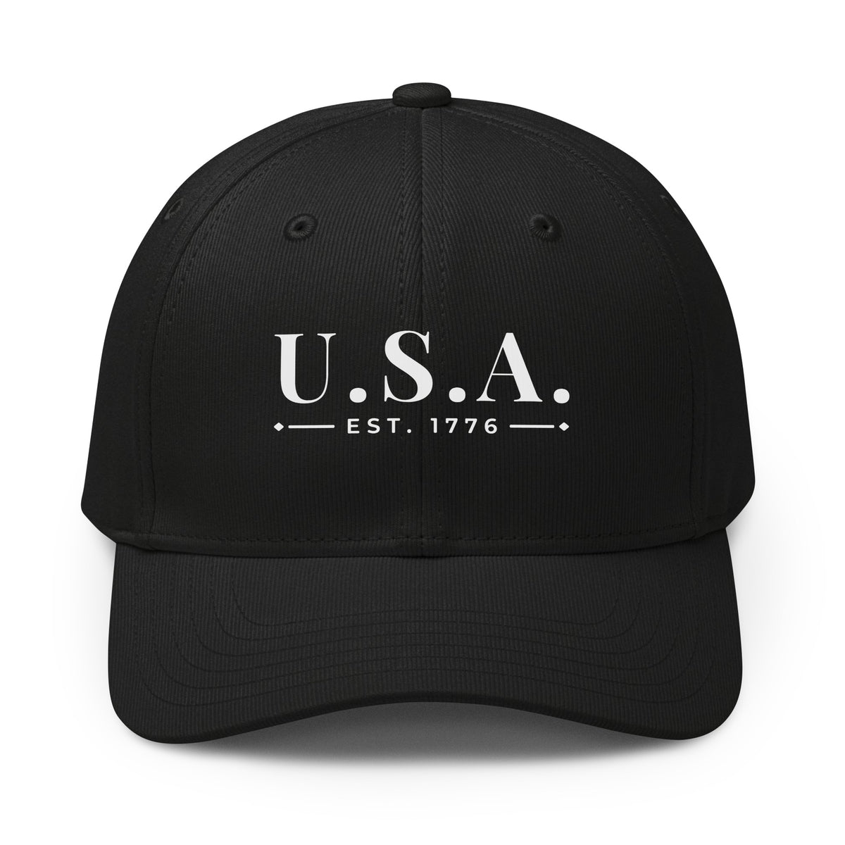 USA Serif Premium Printed adidas Cap Black front | True American