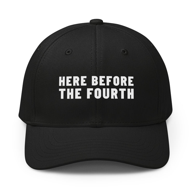 Here Before the Fourth cap, Black, front | True American