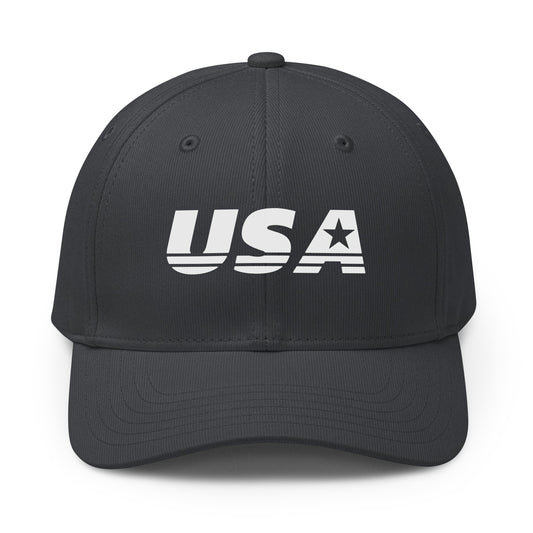 USA Athletic Premium Printed adidas Cap Dark Grey front | True American