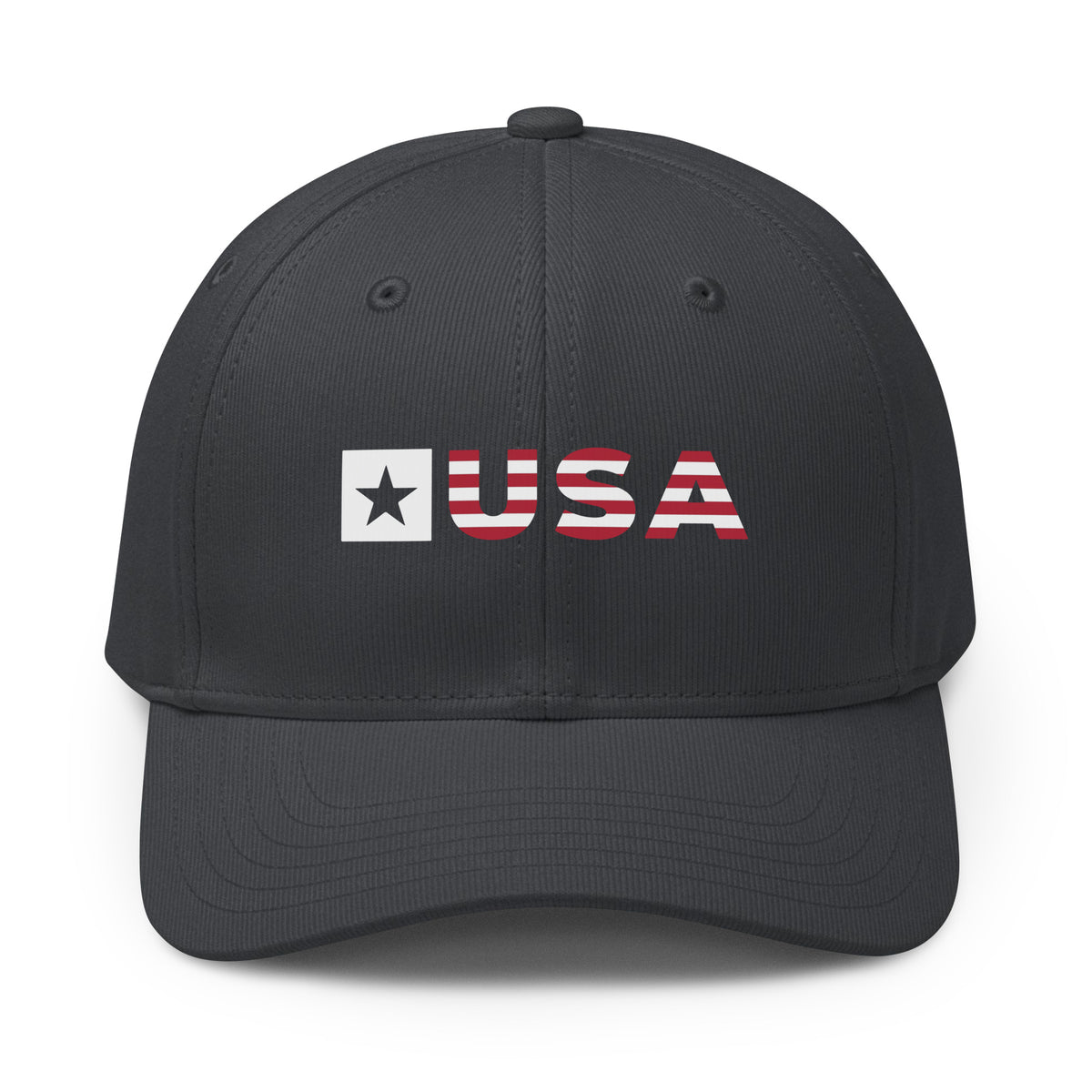 USA Striped Premium Printed adidas Cap Team Dark Grey front | True American