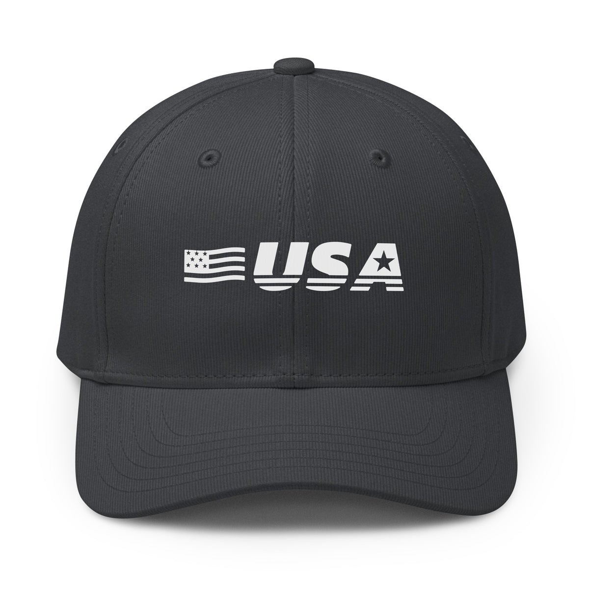USA Flag Premium Printed adidas Cap Dark Grey front | True American