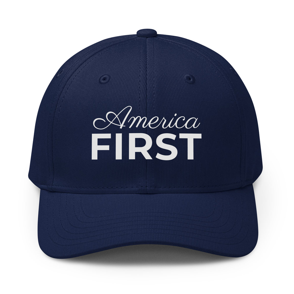 America First Script Printed Adidas Cap Team Navy front | True American