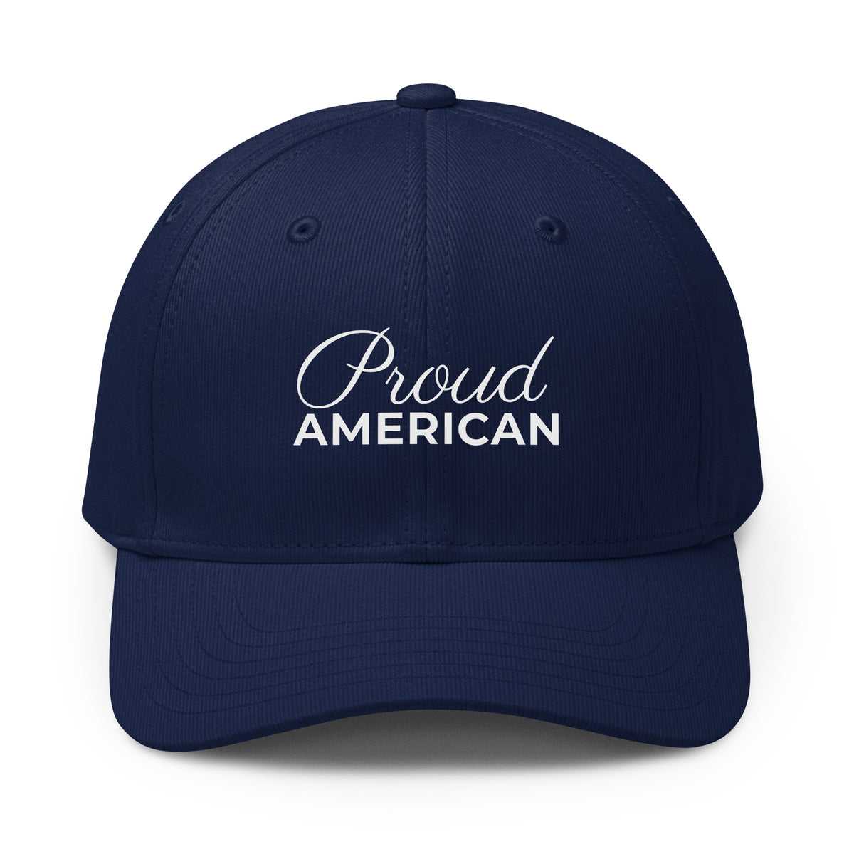 Proud American Script Printed adidas Cap Team Navy front | True American