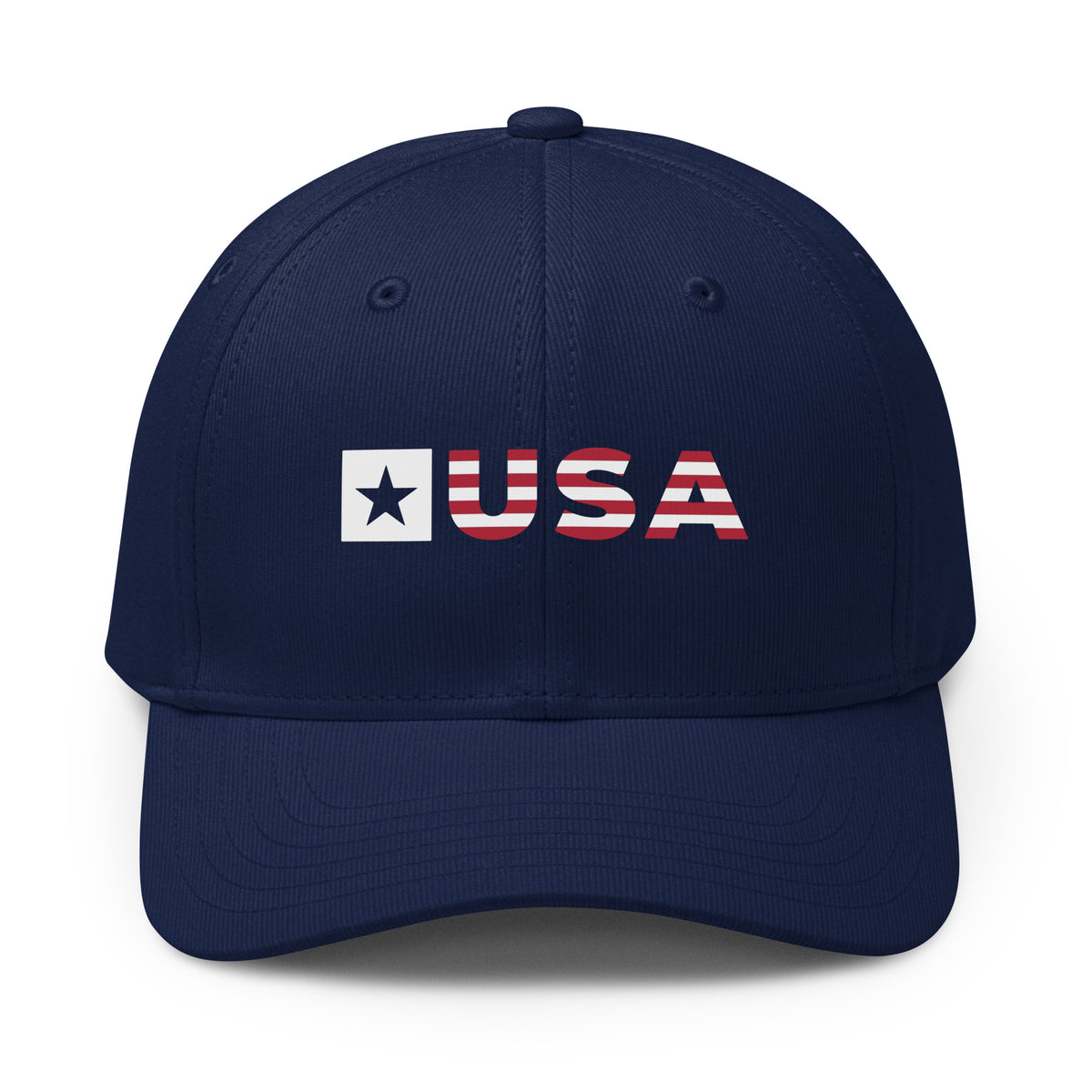 USA Striped Premium Printed adidas Cap Team Navy Blue front | True American