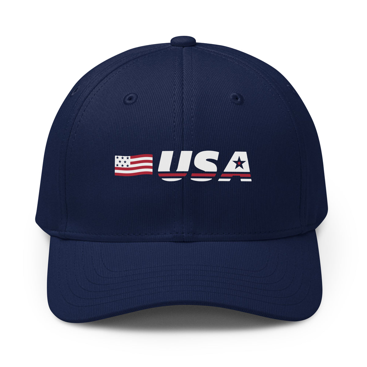 USA Flag Premium Printed adidas Cap Team Navy Blue front | True American