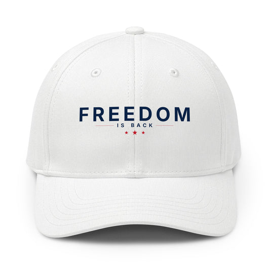 Freedom Is Back Dad Hat, White Black, front view