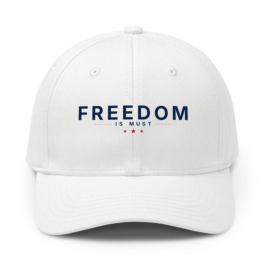 Freedom Is Must Dad Hat, White Black, front view