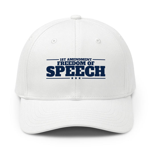 1st Amendment Freedom of Speech Printed Cap White front | True American