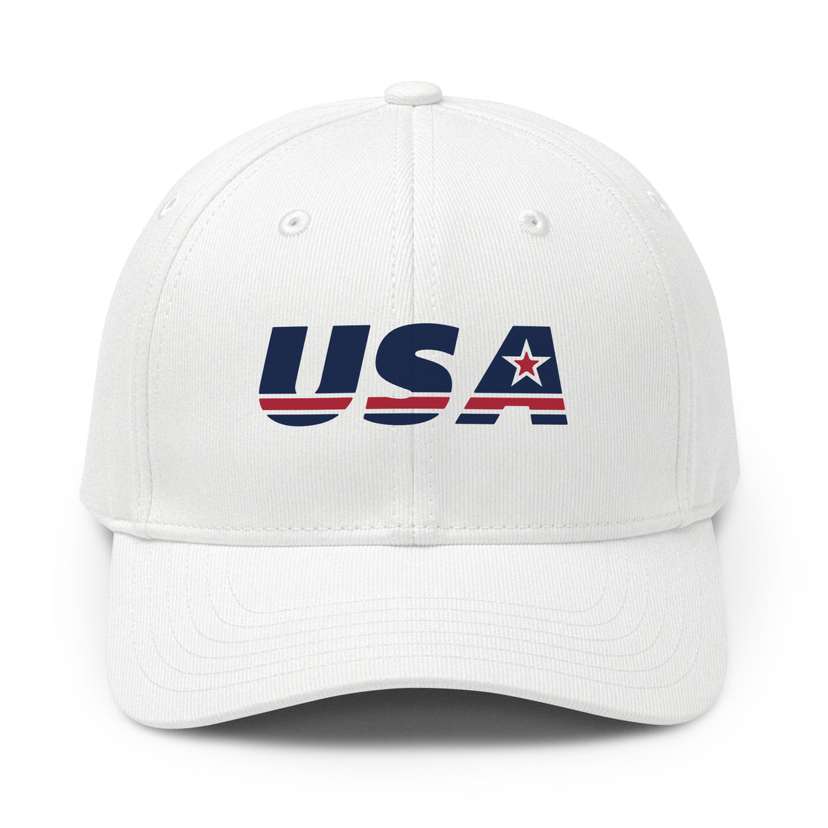 USA Athletic Premium Printed adidas Cap White front | True American