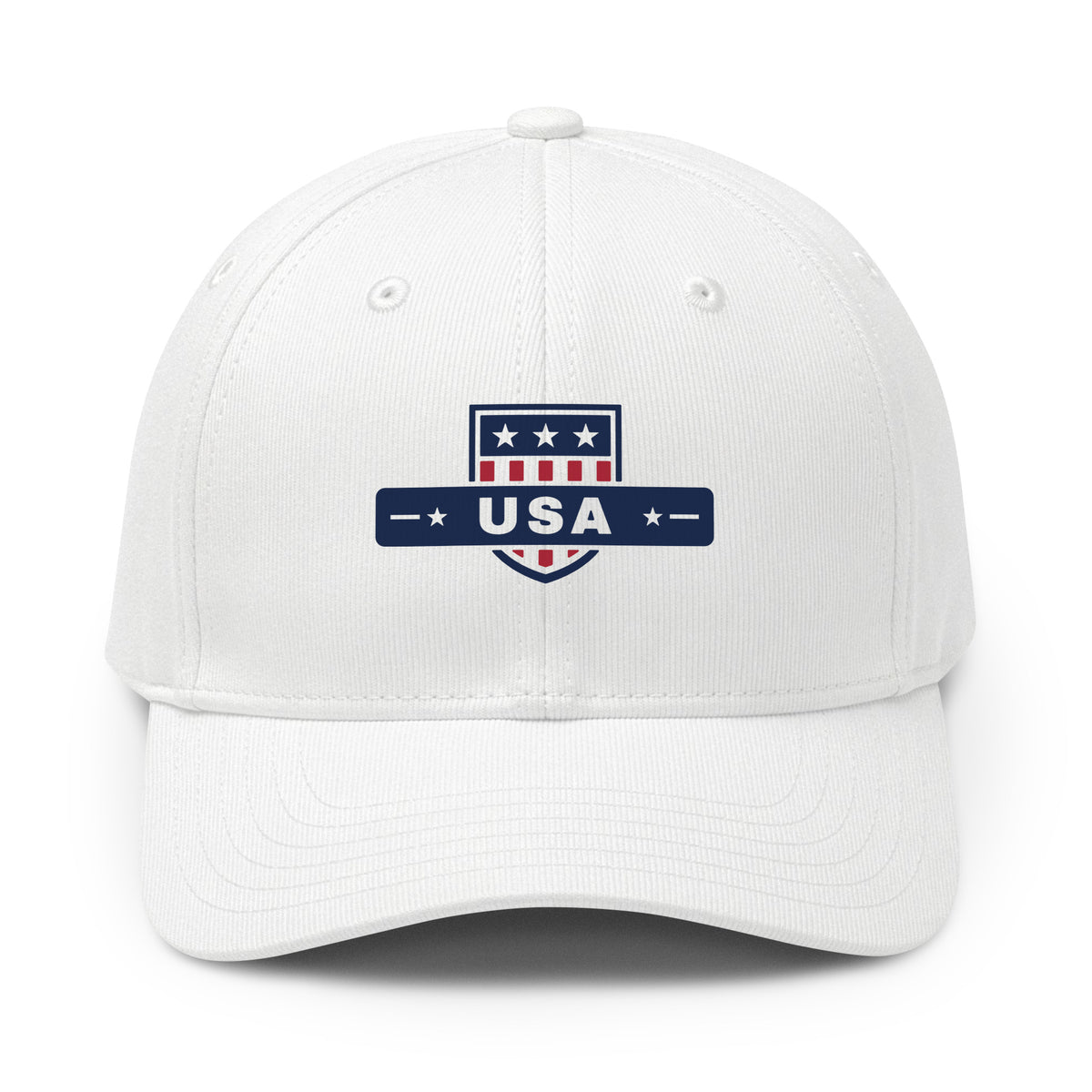 USA Shield Premium Printed adidas Cap White front | True American