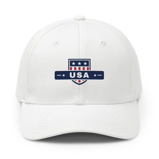 USA Shield Premium Printed adidas Cap White front | True American