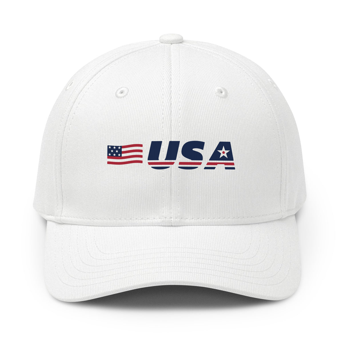 USA Flag Premium Printed adidas Cap White front | True American
