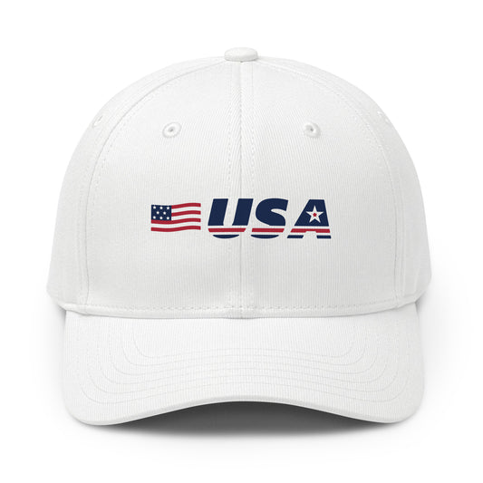 USA Flag Premium Printed adidas Cap White front | True American