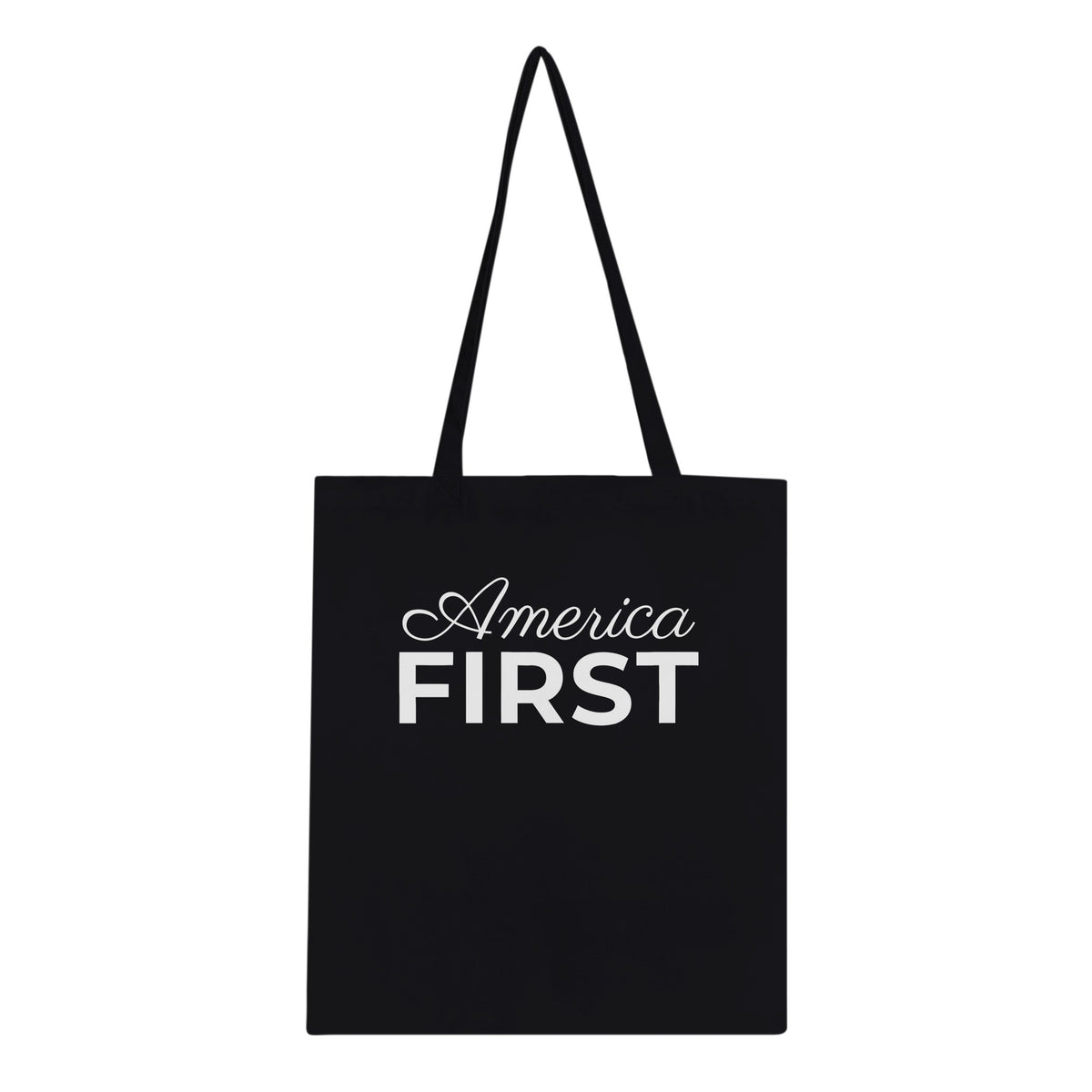 America First Script Classic Tote Black front | True American