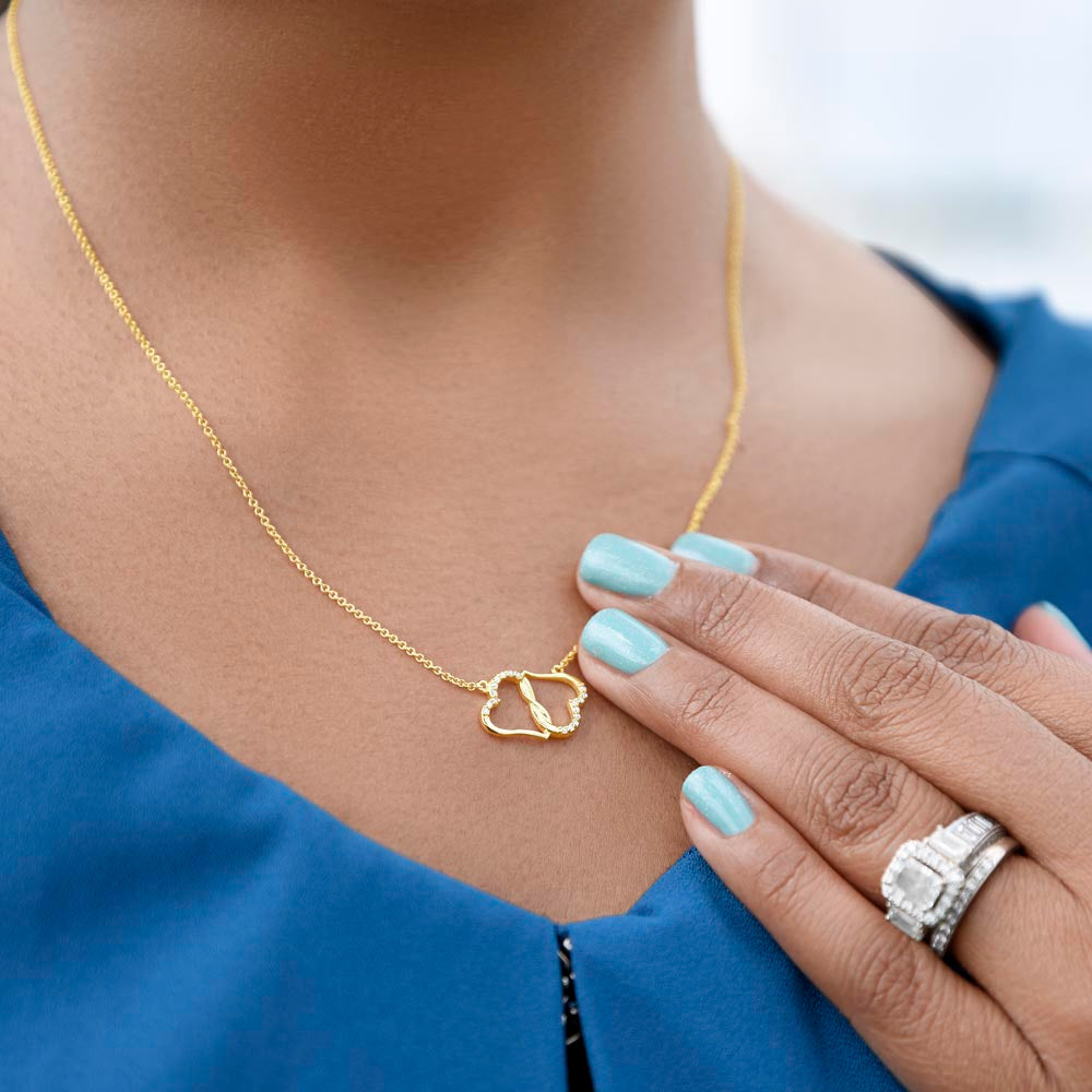 Hand Made Valentine's Gift for Your Wife 10K Solid Yellow Gold Love Knot Necklace. Fast Shipping Guaranteed