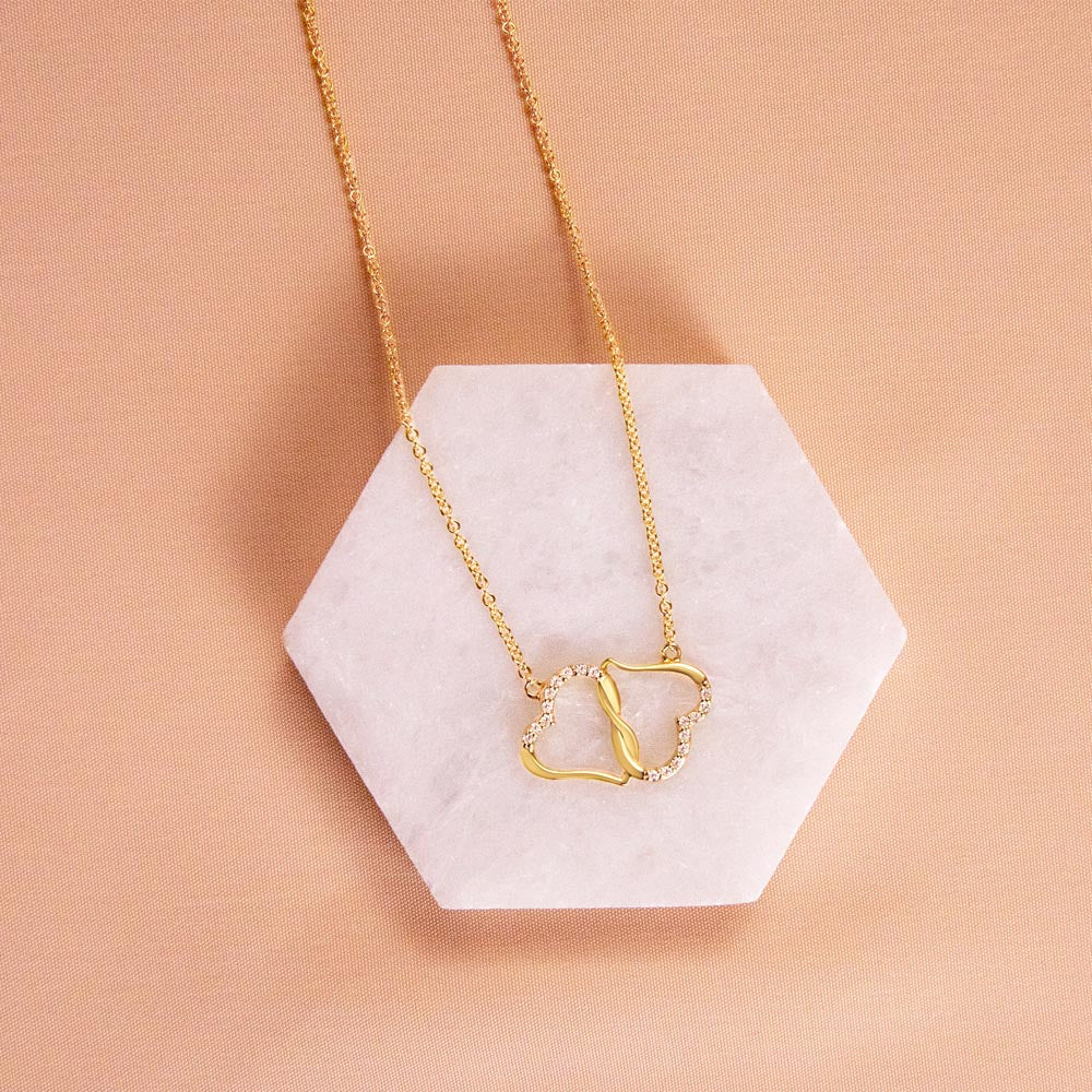 Hand Made Valentine's Gift for Your Wife 10K Solid Yellow Gold Love Knot Necklace. Fast Shipping Guaranteed