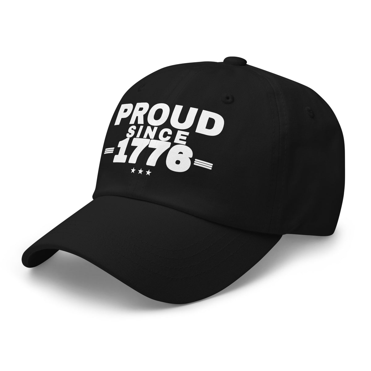 Proud Since 1776 Classic Dad Cap Black left front | True American
