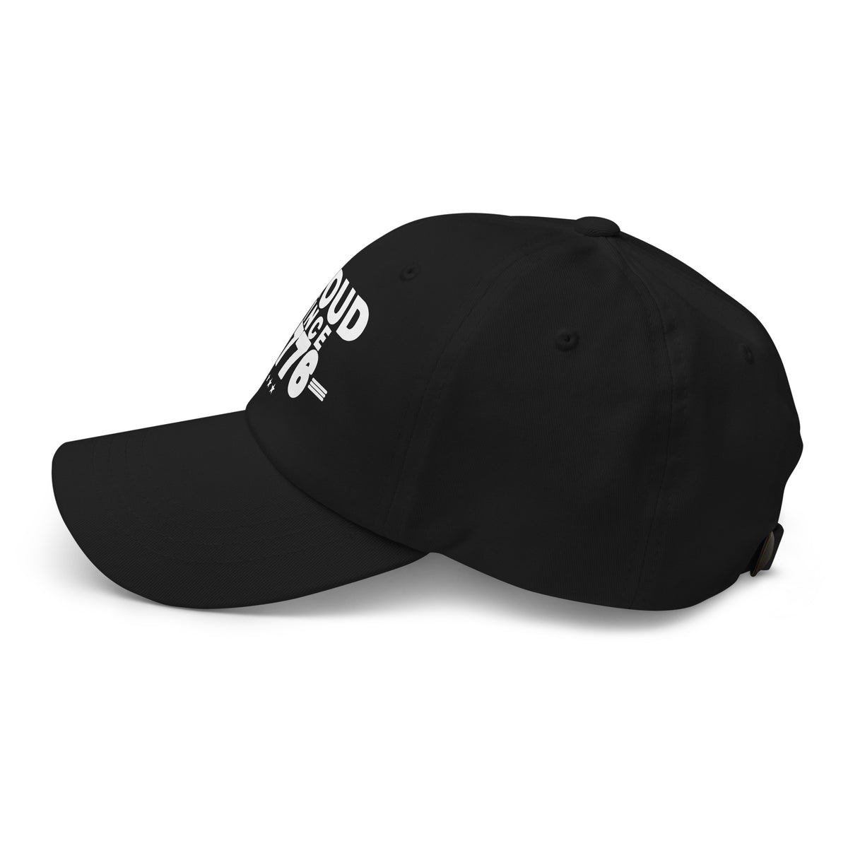 Proud Since 1776 Classic Dad Cap Black left side | True American
