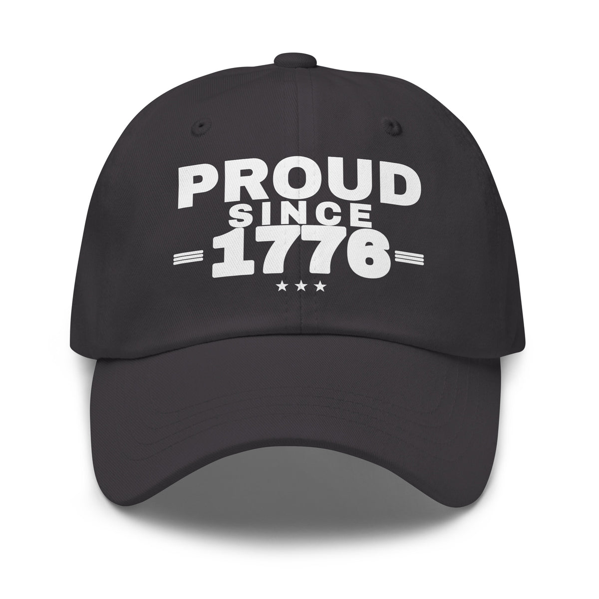 Proud Since 1776 Classic Dad Cap Dark Grey front | True American