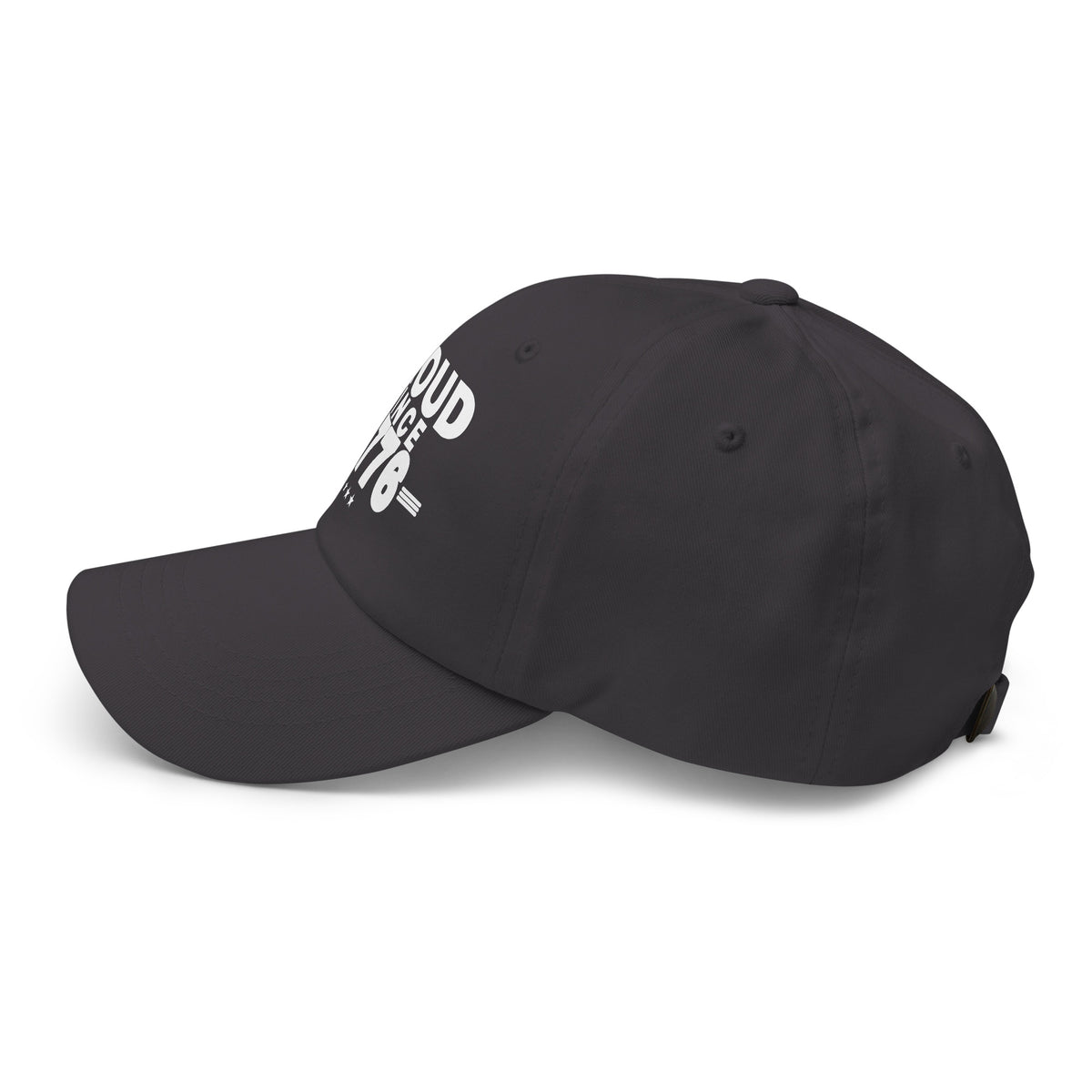 Proud Since 1776 Classic Dad Cap Dark Grey left side | True American