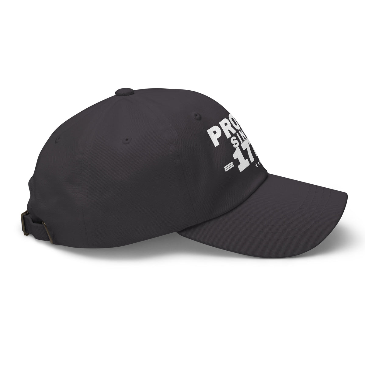 Proud Since 1776 Classic Dad Cap Dark Grey right side | True American