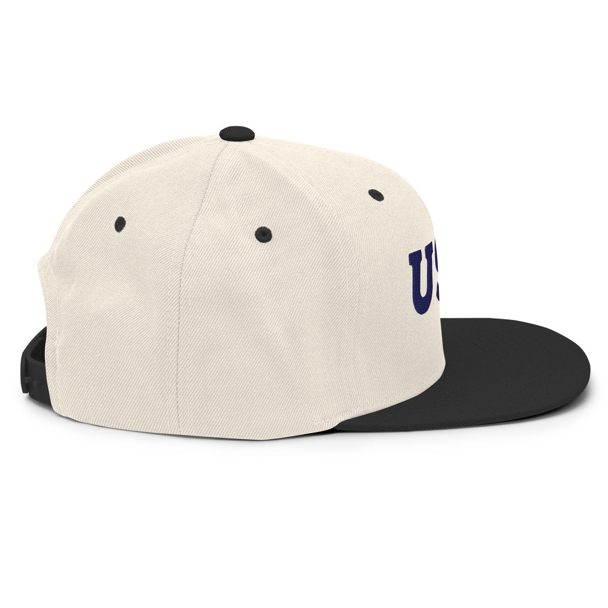 USA Puff Star Crown Premium Embroidered Snapback in Natural/Black right side | True American