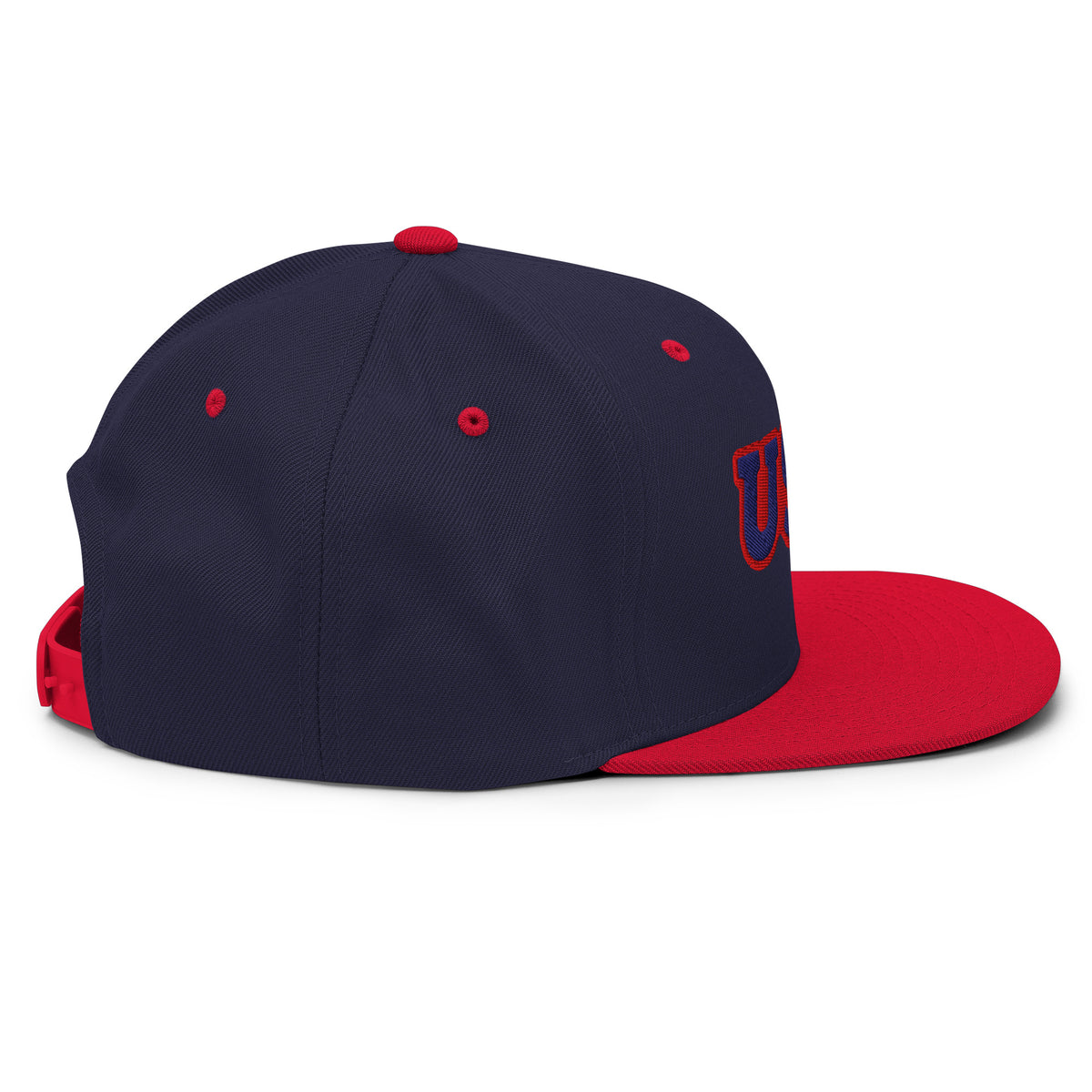 USA Puff Tonal Premium Embroidered Snapback in Navy/Red right side | True American