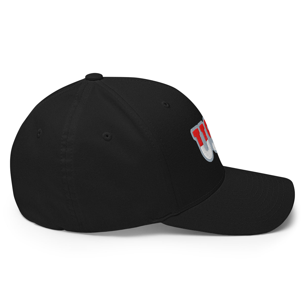 USA Puff Heritage Split Premium Embroidered Flexfit Cap in Black right side | True American