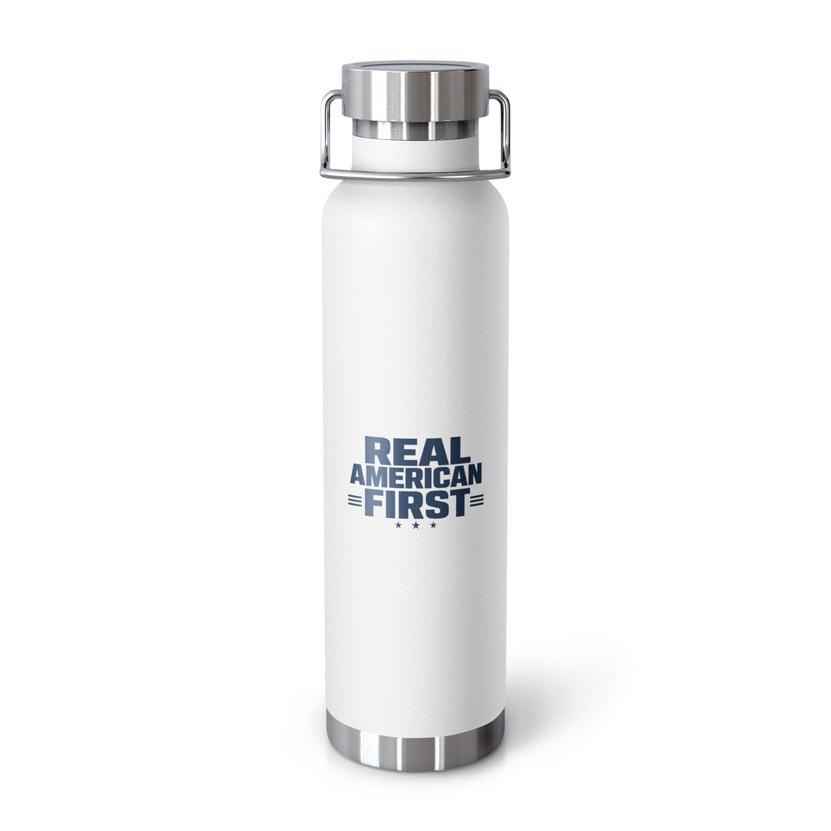 Real American First 22oz Insulated Water Bottle White front | True American