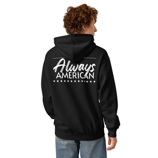 Made Free. Stayed Free. Box Hoodie, Black, back view