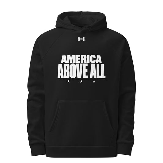 America Above All UA Hoodie, Black, front view
