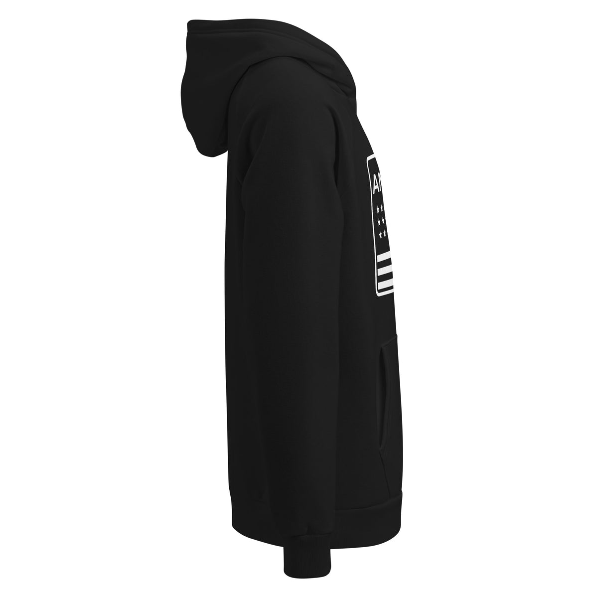 Proud American Flag Patch UA Hoodie Black right side | True American