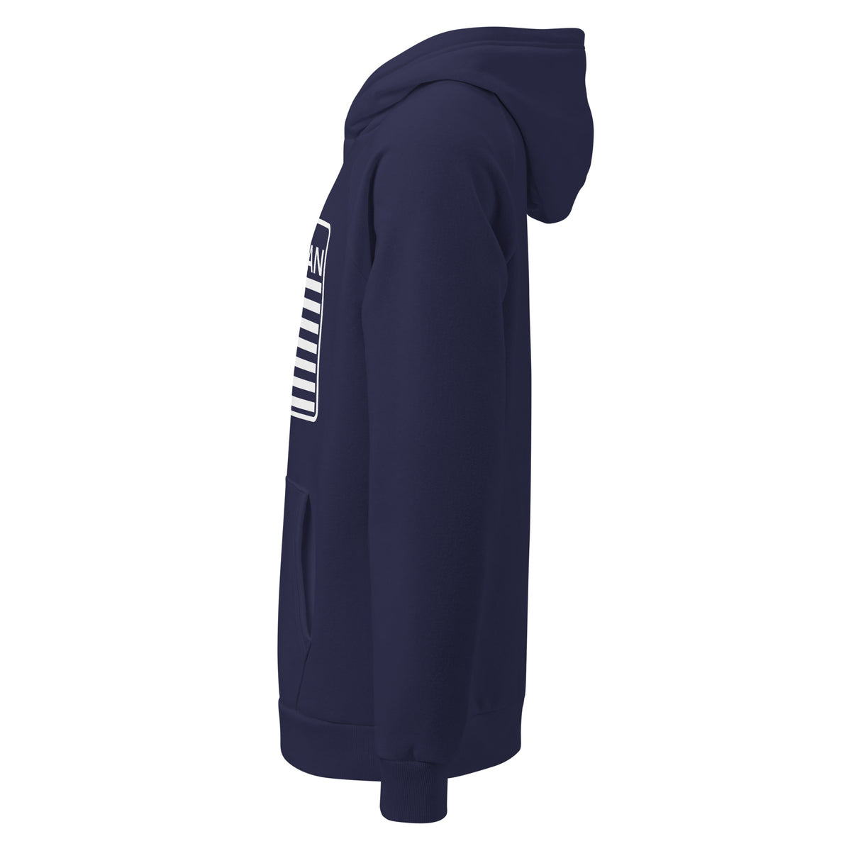 Proud American Flag Patch UA Hoodie Navy left side | True American