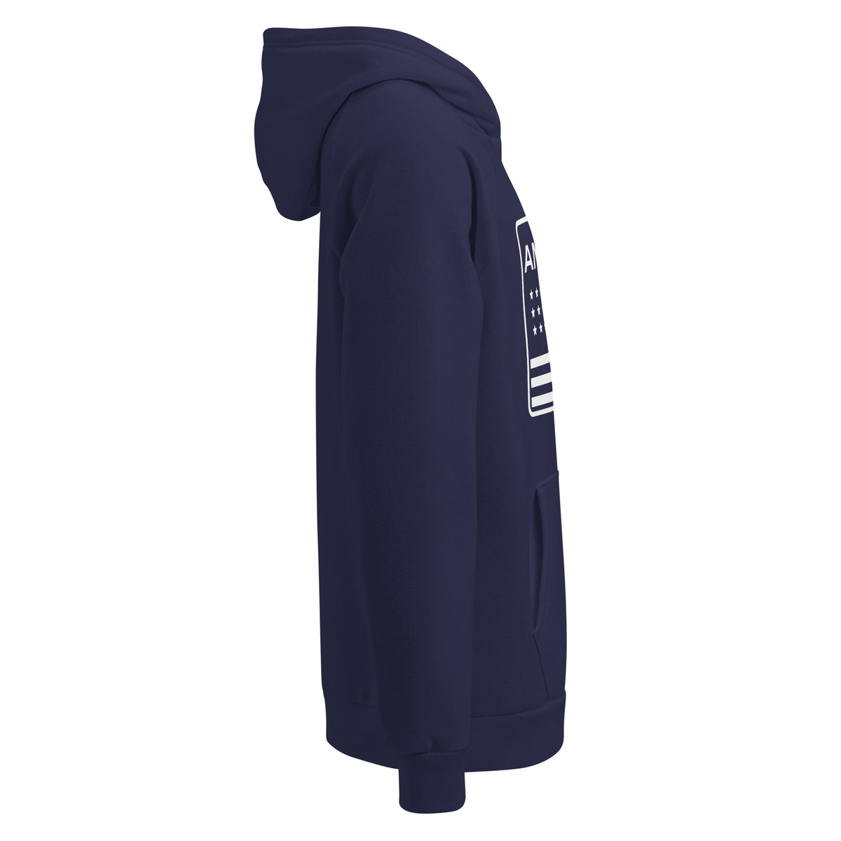 Proud American Flag Patch UA Hoodie Navy right side | True American
