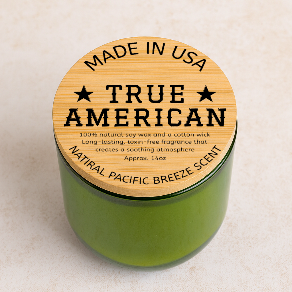 TRUE AMERICAN Scented 100% Soy Candle, 14oz (Engraving)