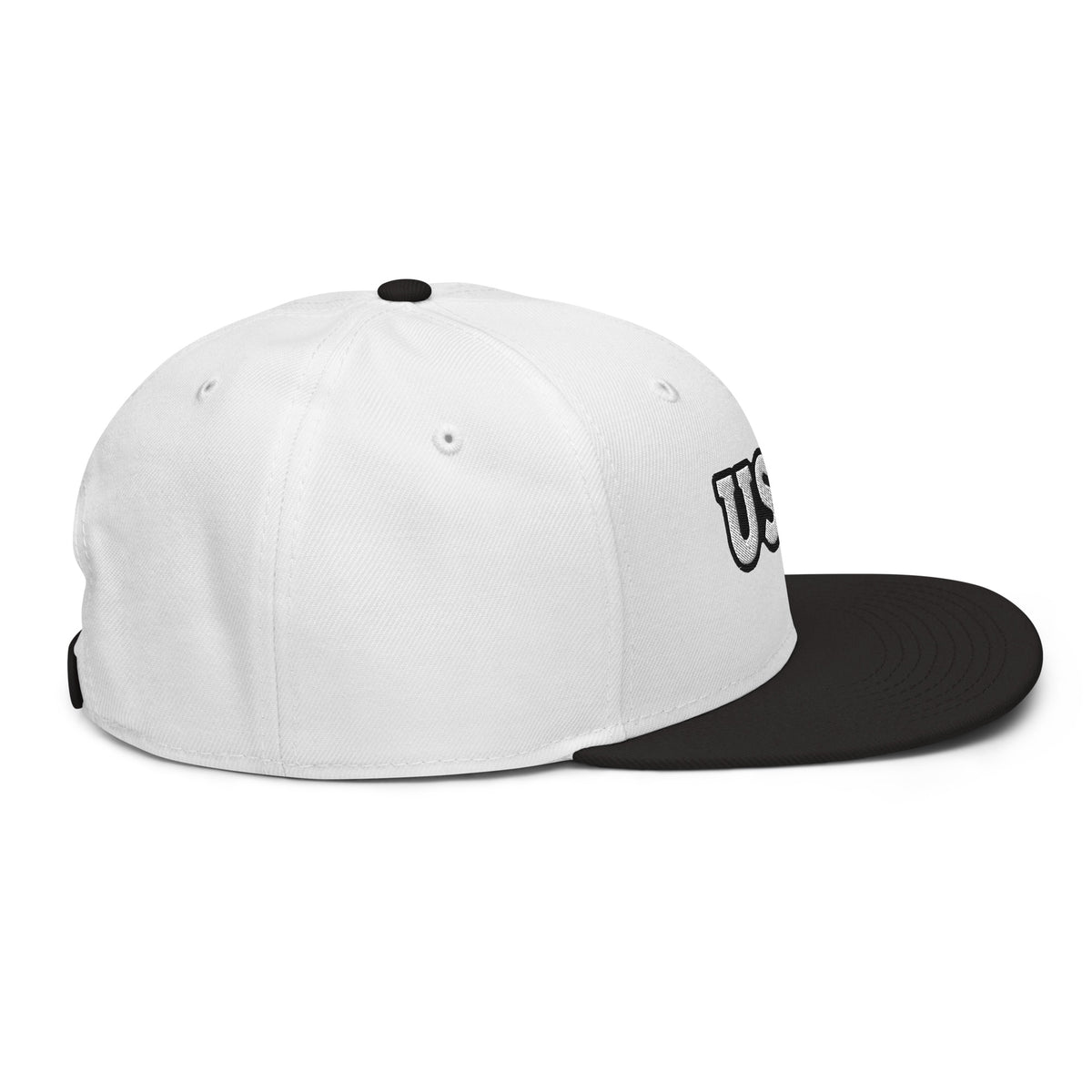 USA Puff Tonal Premium Embroidered Snapback in White/Black right side | True American