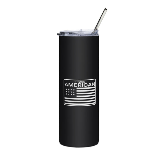 Proud American Flag Patch Tumbler front | True American