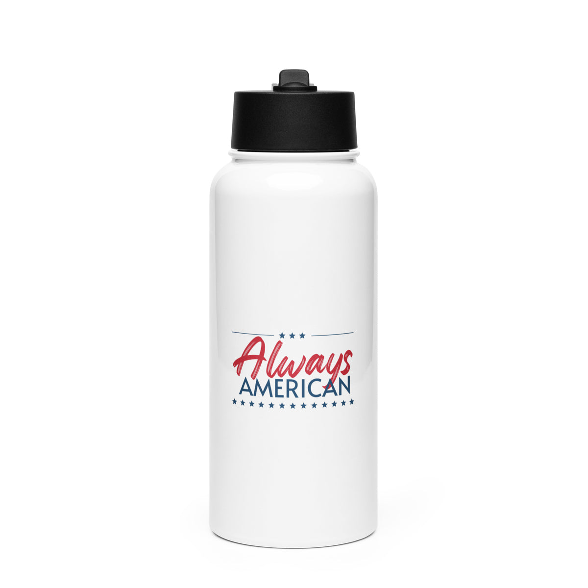 Always American 32oz Water Bottle White front | True American