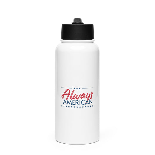 Always American 32oz Water Bottle White front | True American