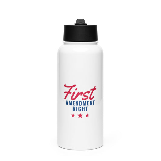 First Amendment Right 32oz Water Bottle White front | True American