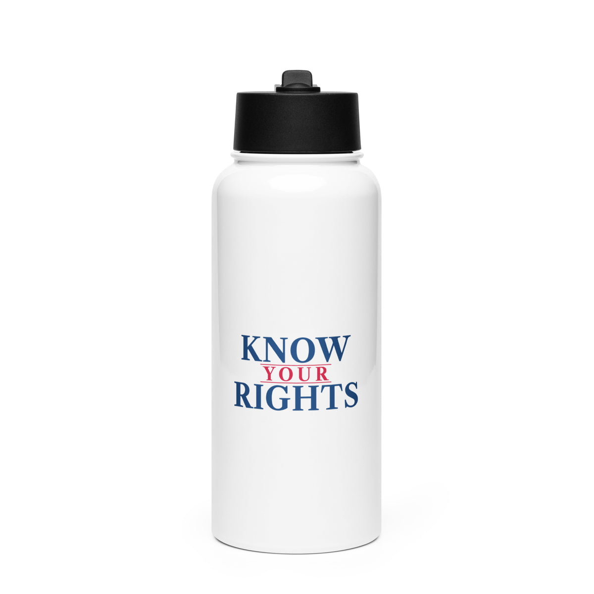 Know Your Rights 32oz Water Bottle White front | True American
