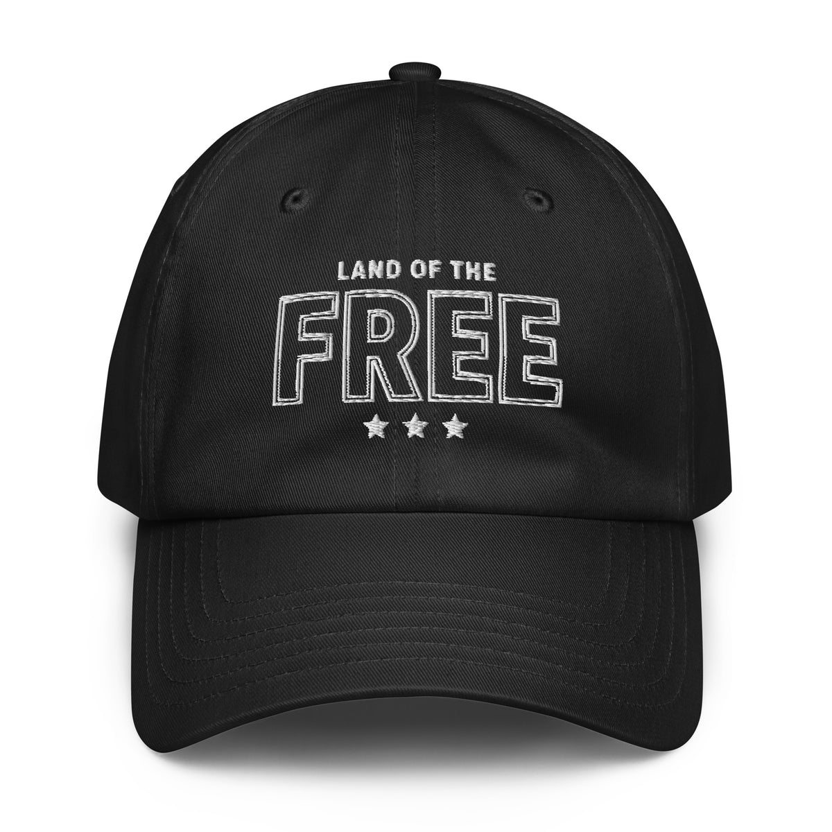 Land of the Free Baseball Cap, Patriotic UA Dad Hat, Black, front view