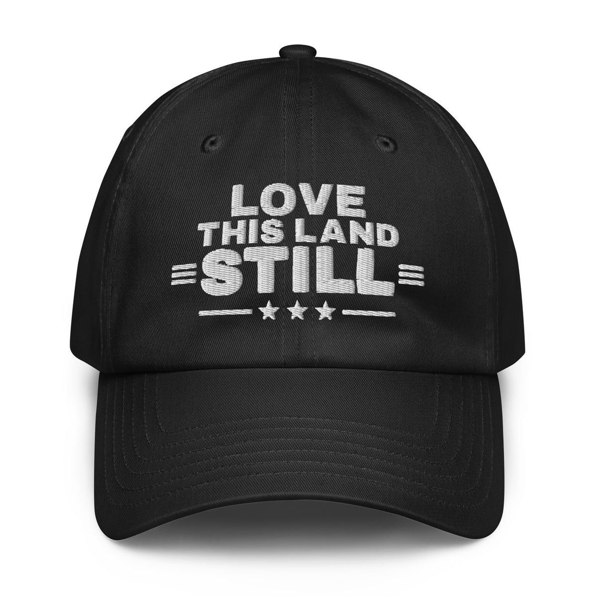Love This Land Still UA Dad Hat Black front | True American