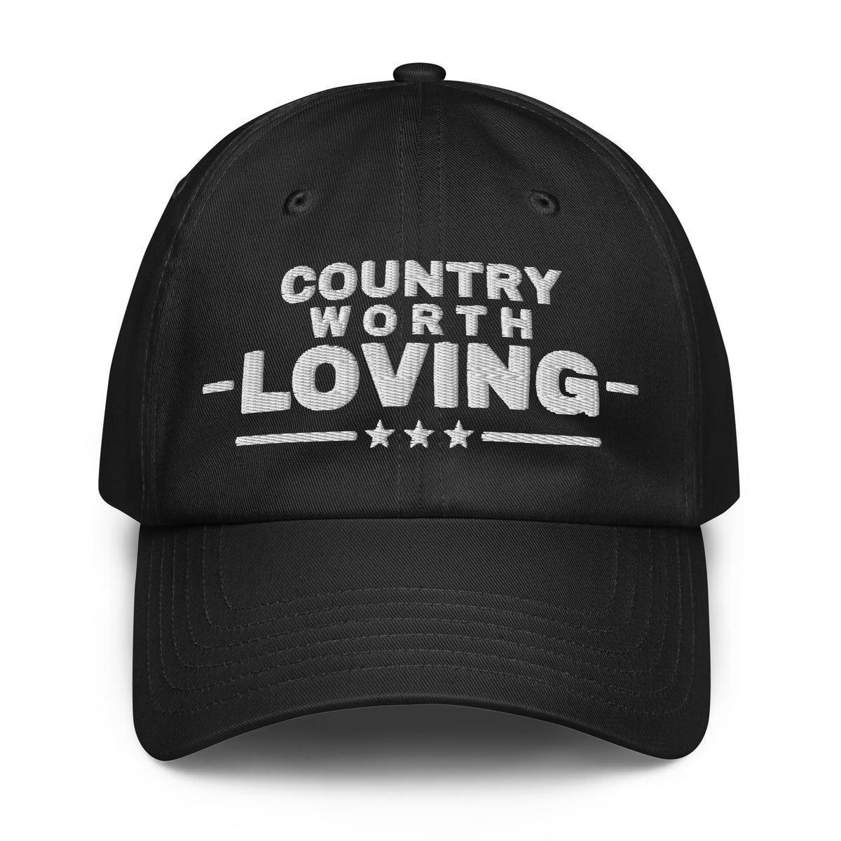 Country Worth Loving UA Dad Hat Black front | True American