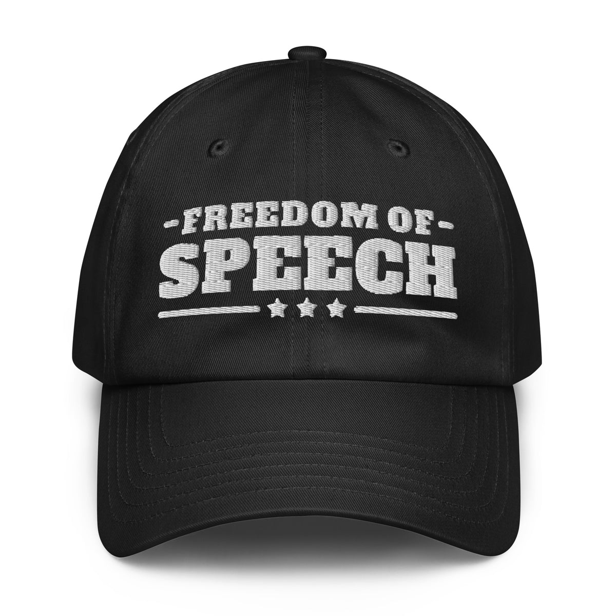 Freedom of Speech UA Dad Hat Black front | True American